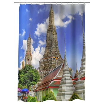 Perdea Dus, Cada, pentru Baie, Heartwork, Templu in Bangkok Tailanda, Model Multicolor, Decoratiuni Baie, 150 x 200 cm