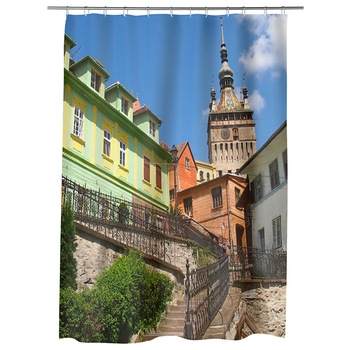 Perdea Dus, Cada, pentru Baie, Heartwork, Sighisoara, Model Multicolor, Decoratiuni Baie, 150 x 200 cm Perdea Dus, Cada, pentru Baie, Heartwork, Sighisoara, Model Multicolor, Decoratiuni Baie, 150 x 200 cm