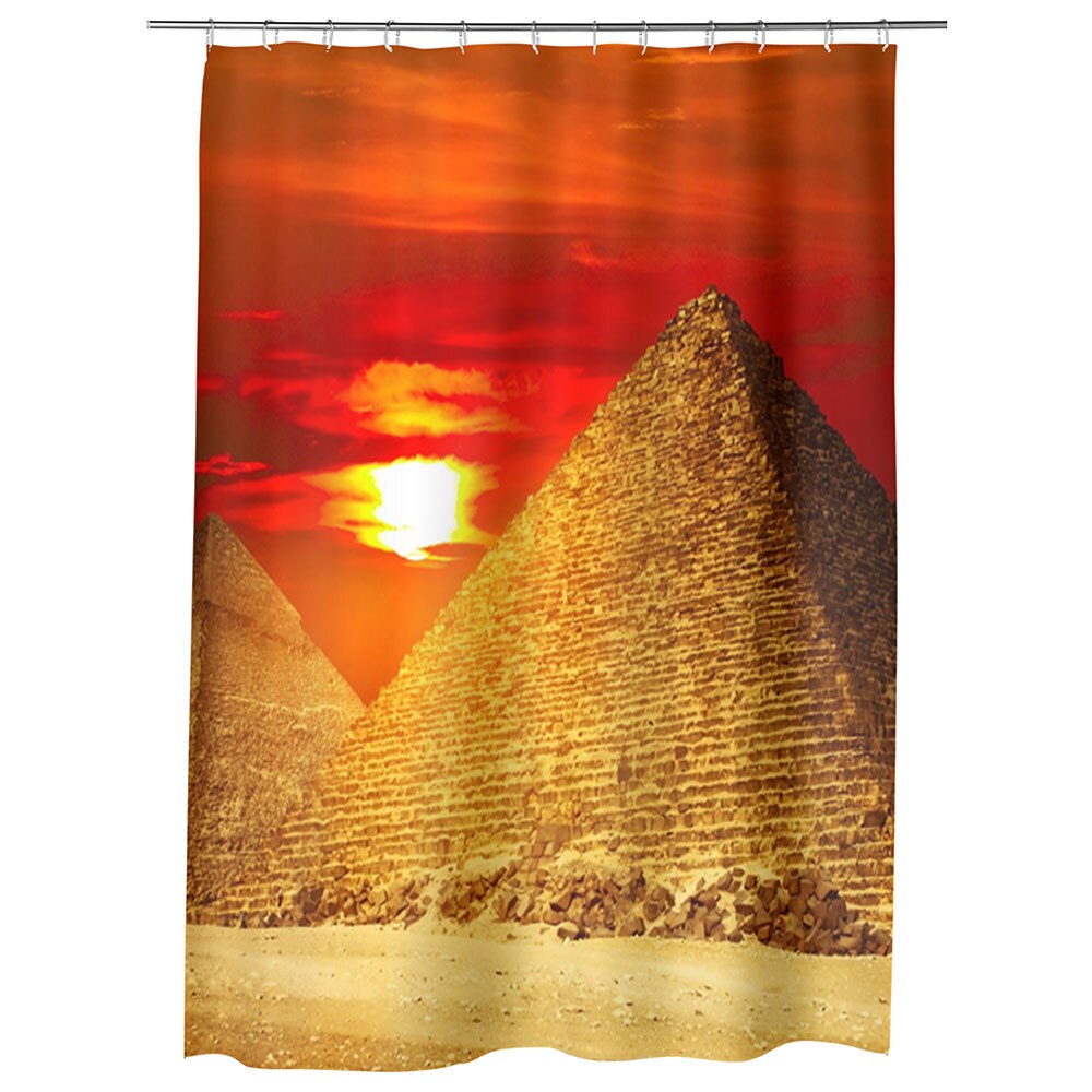Perdea Dus, Cada, pentru Baie, Heartwork, Piramide la apus, Model Multicolor, Decoratiuni Baie, 150 x 200 cm