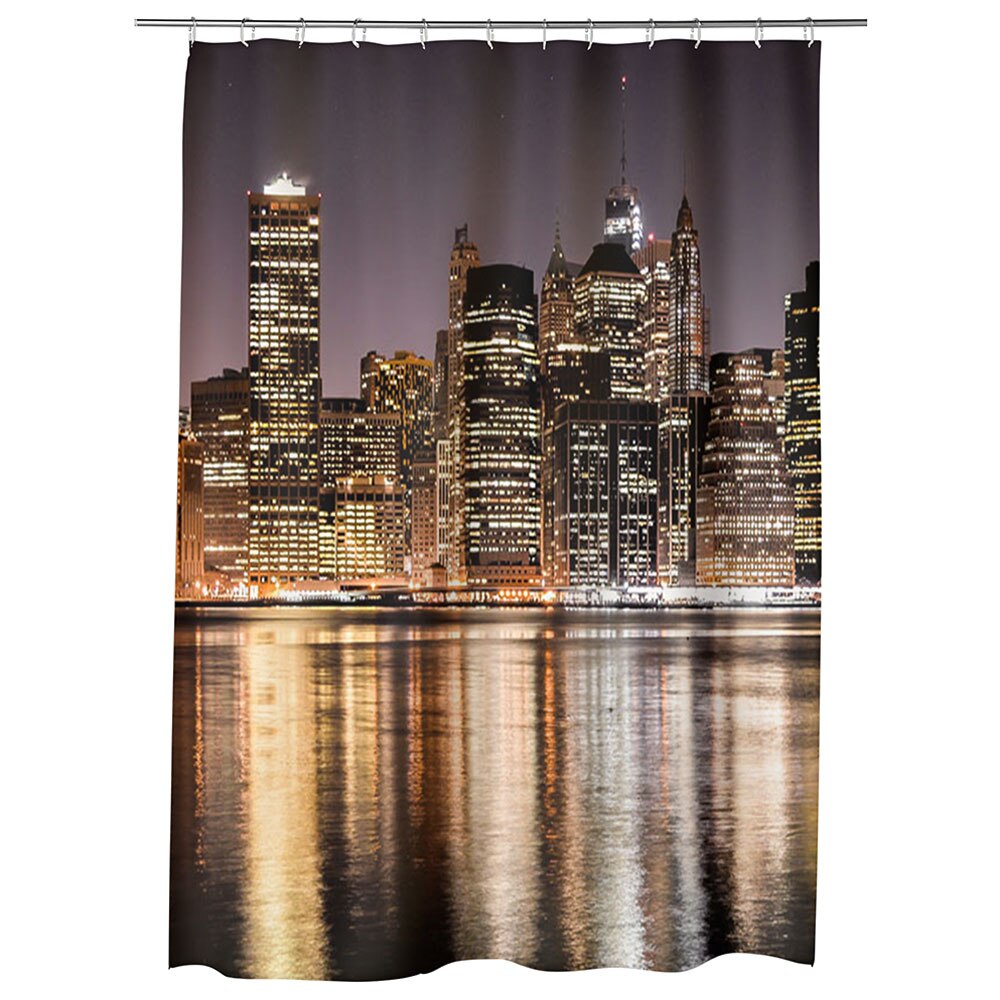 Perdea Dus, Cada, pentru Baie, Heartwork, Zgarie norii New york ului, Model Multicolor, Decoratiuni Baie, 150 x 200 cm
