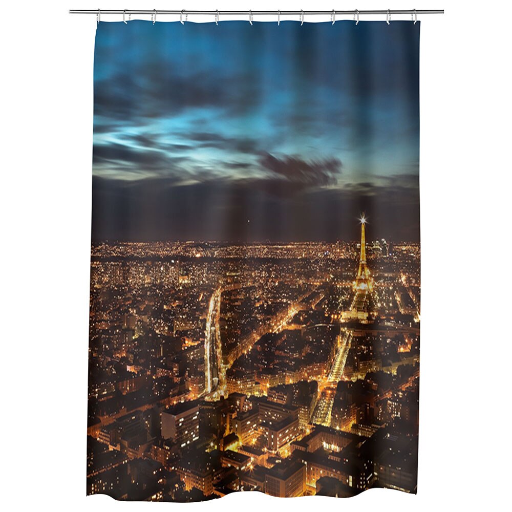 Perdea Dus, Cada, pentru Baie, Heartwork, Luminile noptii in Paris, Model Multicolor, Decoratiuni Baie, 150 x 200 cm