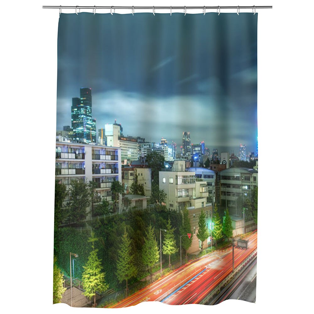 Perdea Dus, Cada, pentru Baie, Heartwork, Seara in tokyo, Model Multicolor, Decoratiuni Baie, 150 x 200 cm