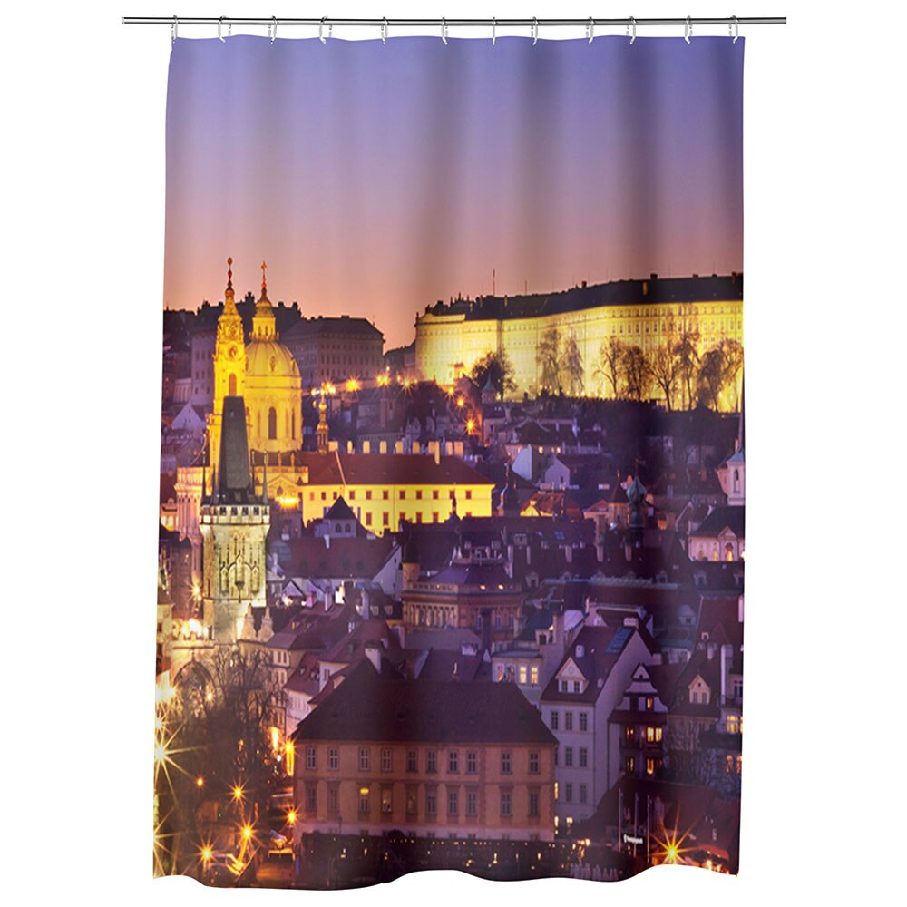 Perdea Dus, Cada, pentru Baie, Heartwork, Orasul Praga, Model Multicolor, Decoratiuni Baie, 150 x 200 cm