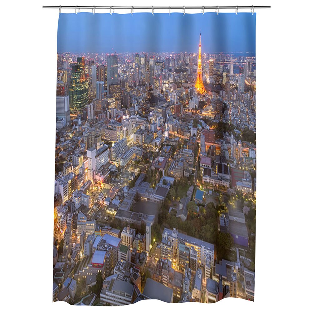 Perdea Dus, Cada, pentru Baie, Heartwork, Tokyo la apus, Model Multicolor, Decoratiuni Baie, 150 x 200 cm