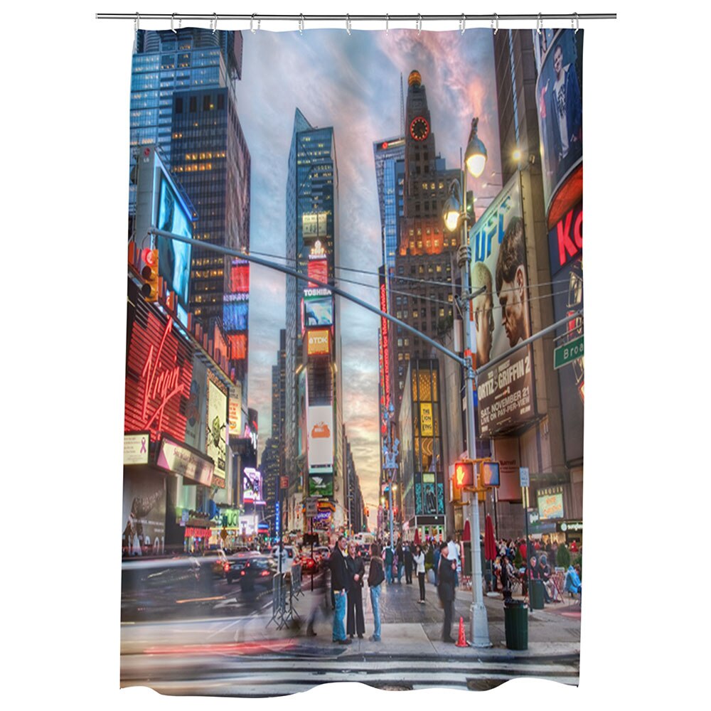Perdea Dus, Cada, pentru Baie, Heartwork, Calatorind in New York, Model Multicolor, Decoratiuni Baie, 150 x 200 cm