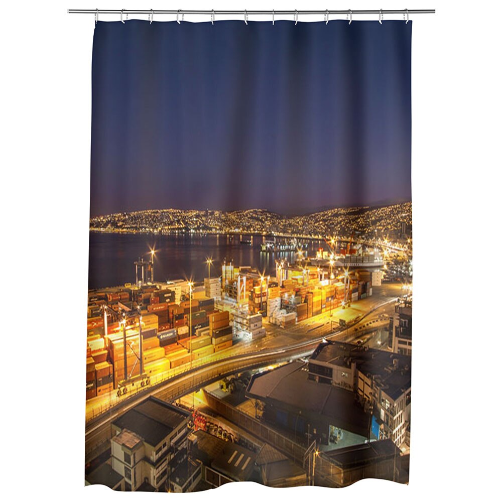 Perdea Dus, Cada, pentru Baie, Heartwork, Valparaiso Noaptea, Model Multicolor, Decoratiuni Baie, 150 x 200 cm