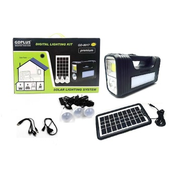 Kit solar portabil GD-8017 Premium Plus, USB, 3 becuri, lanterna LED Kit solar portabil GD-8017 Premium Plus, USB, 3 becuri, lanterna LED