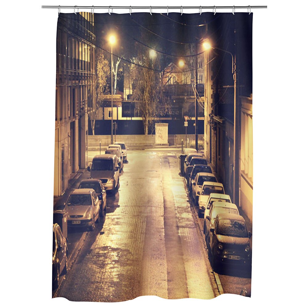 Perdea Dus, Cada, pentru Baie, Heartwork, Strada in noapte, Model Multicolor, Decoratiuni Baie, 150 x 200 cm