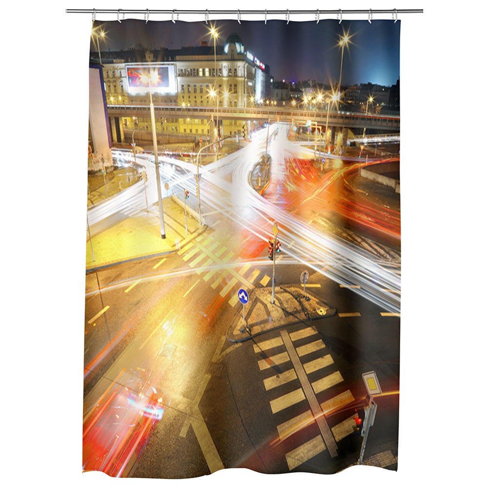 Perdea Dus, Cada, pentru Baie, Heartwork, Intersectie urbana, Model Multicolor, Decoratiuni Baie, 150 x 200 cm