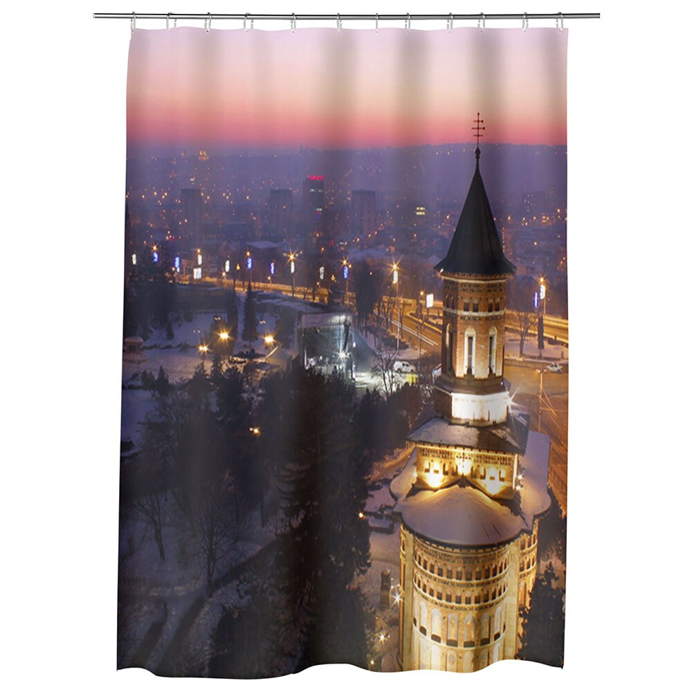 Perdea Dus, Cada, pentru Baie, Heartwork, Iasi noaptea, Model Multicolor, Decoratiuni Baie, 150 x 200 cm