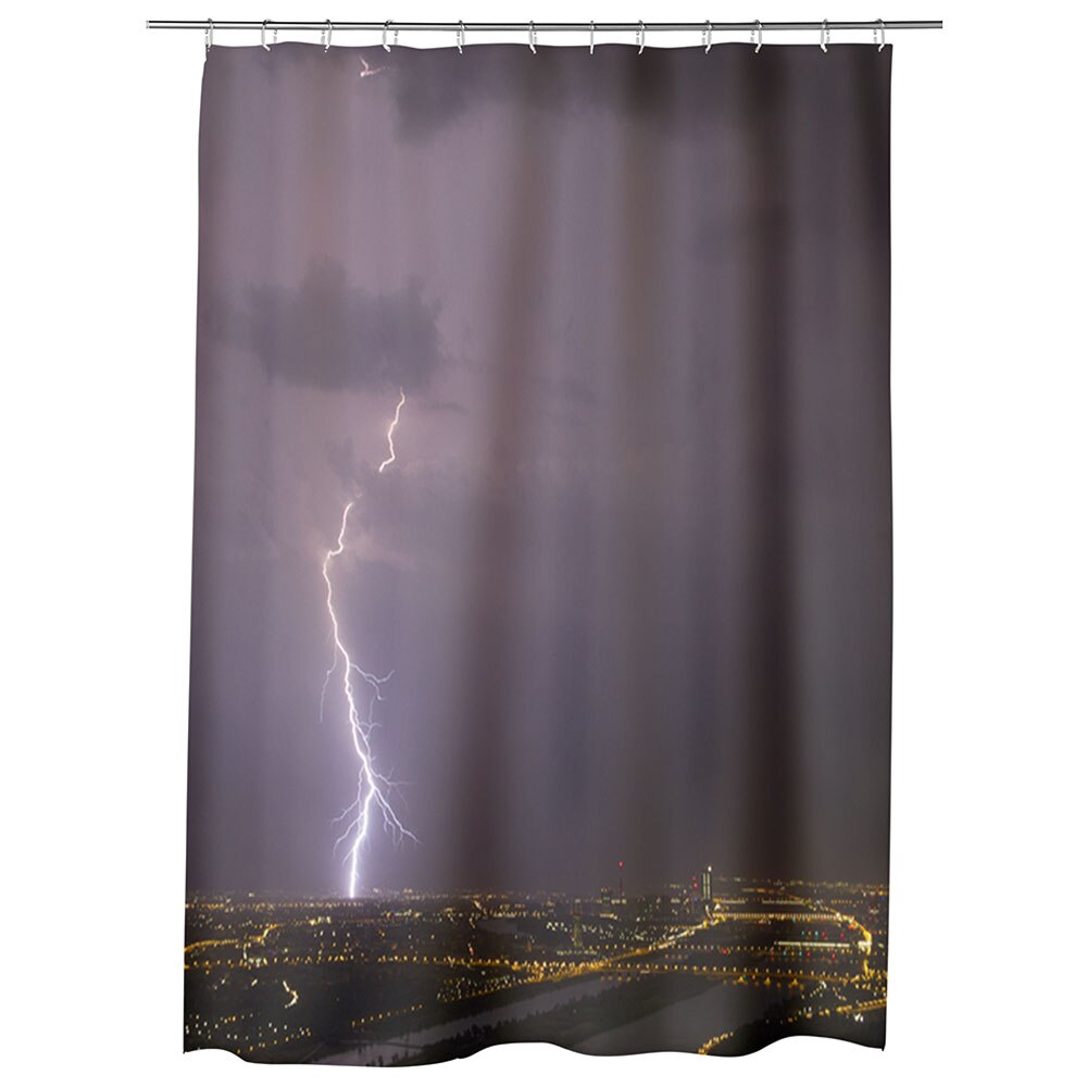 Perdea Dus, Cada, pentru Baie, Heartwork, Fulger deasupra Vienei, Model Multicolor, Decoratiuni Baie, 150 x 200 cm