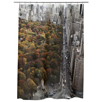 Perdea Dus, Cada, pentru Baie, Heartwork, Toamna in New york, Model Multicolor, Decoratiuni Baie, 150 x 200 cm