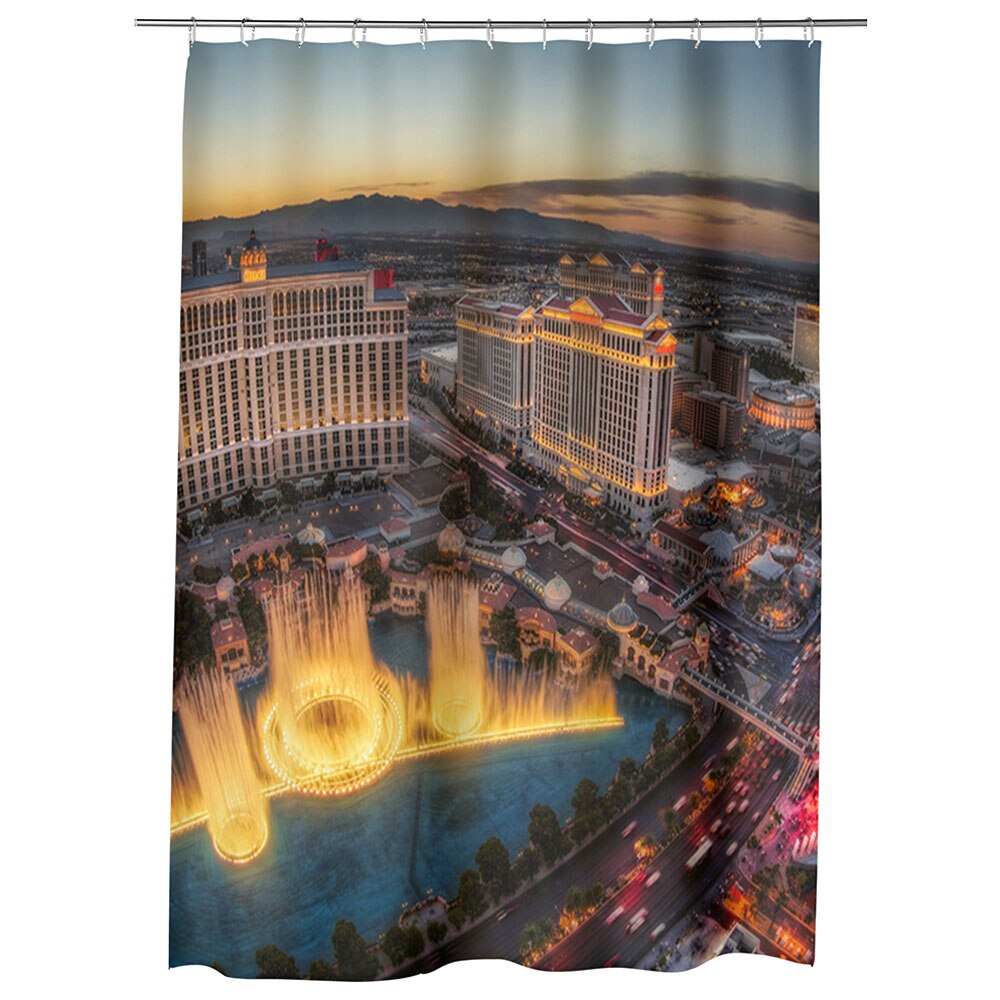 Perdea Dus, Cada, pentru Baie, Heartwork, Fantana, Model Multicolor, Decoratiuni Baie, 150 x 200 cm