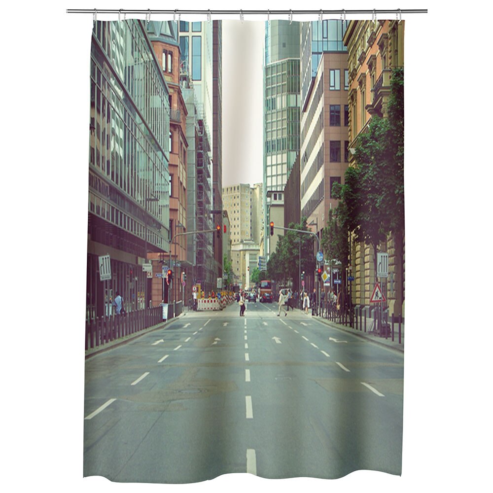 Perdea Dus, Cada, pentru Baie, Heartwork, Frankfurt in centru, Model Multicolor, Decoratiuni Baie, 150 x 200 cm