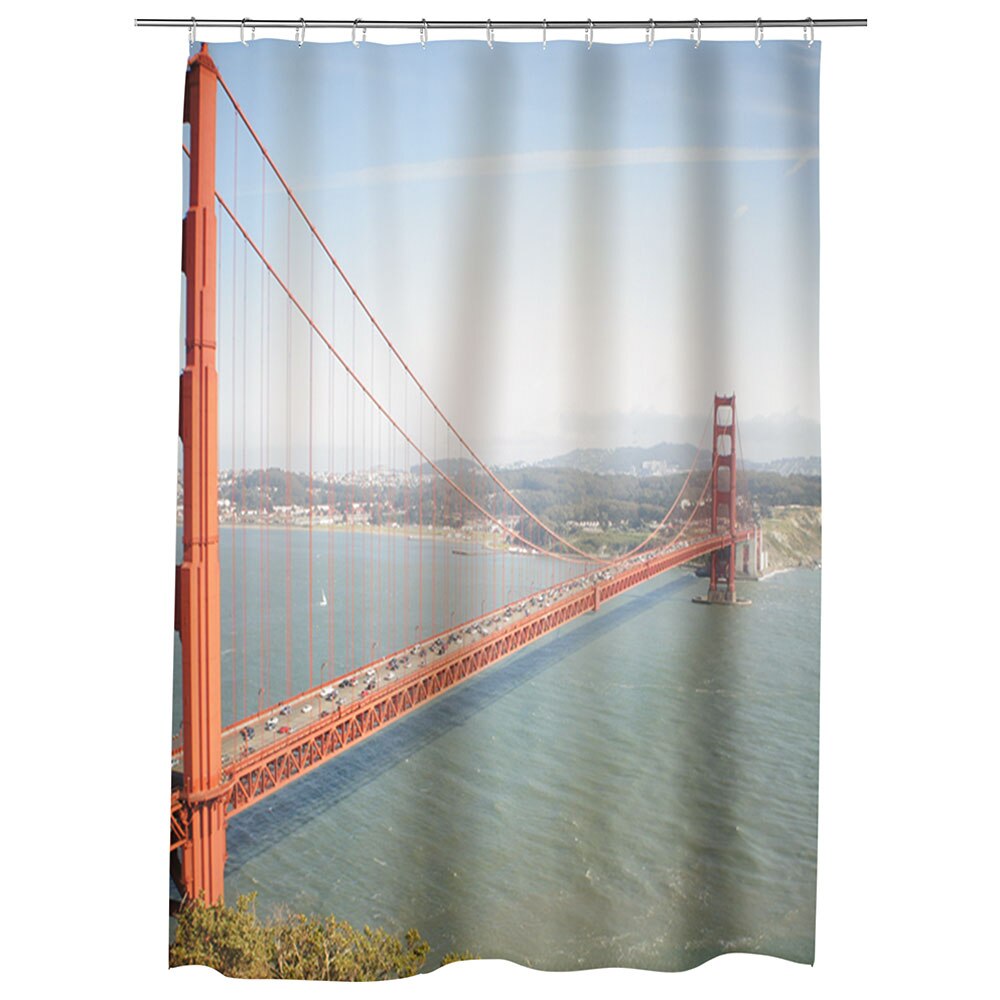 Perdea Dus, Cada, pentru Baie, Heartwork, Podul din San Francisco, Model Multicolor, Decoratiuni Baie, 150 x 200 cm