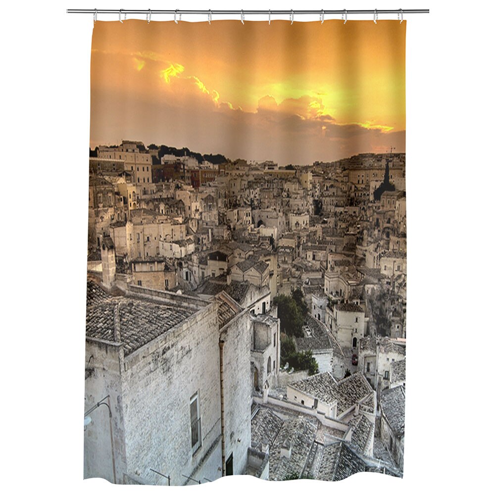 Perdea Dus, Cada, pentru Baie, Heartwork, Deasupra orasului alb, Model Multicolor, Decoratiuni Baie, 150 x 200 cm