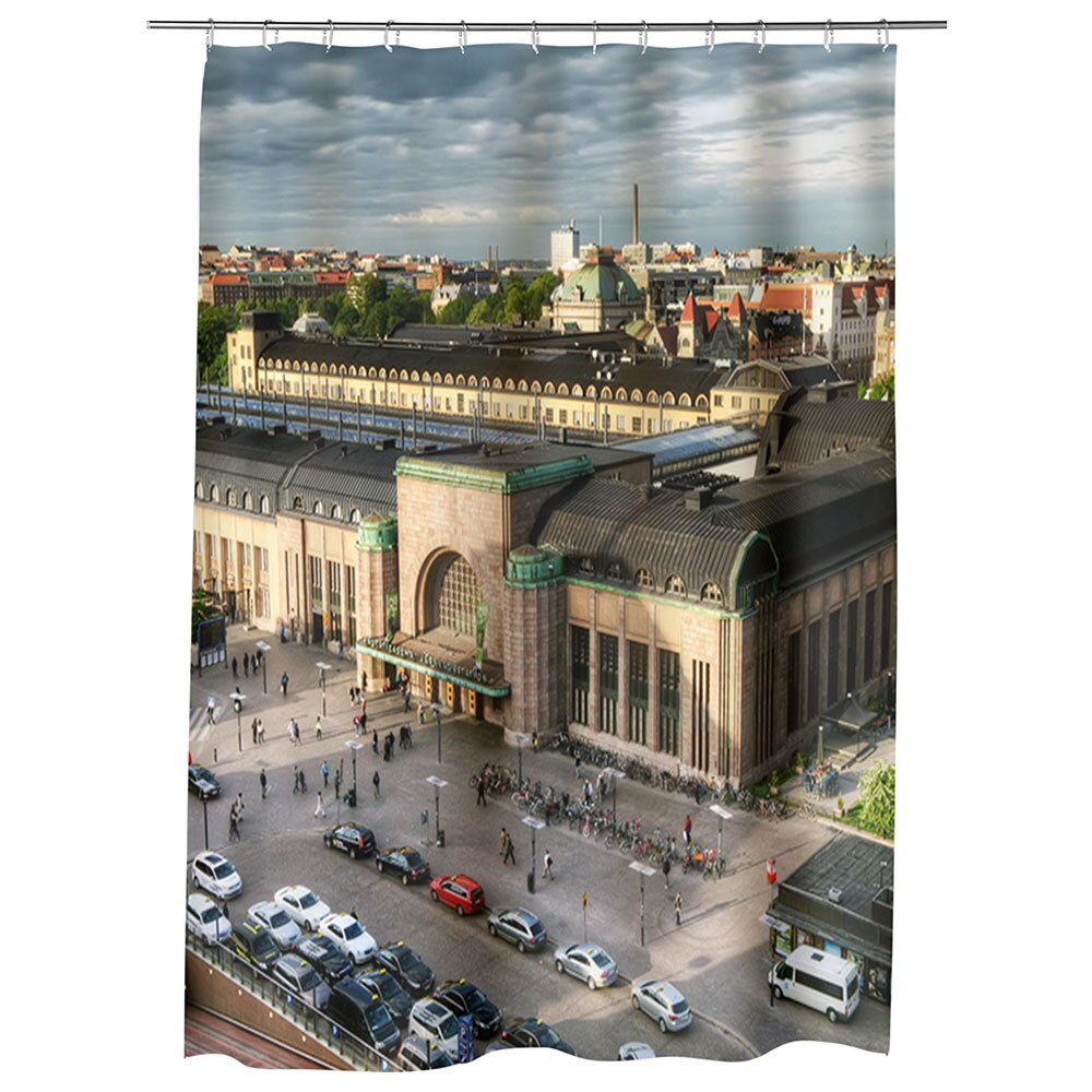 Perdea Dus, Cada, pentru Baie, Heartwork, Gara centrala din Helsinki, Model Multicolor, Decoratiuni Baie, 150 x 200 cm