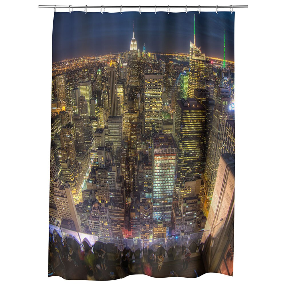 Perdea Dus, Cada, pentru Baie, Heartwork, Privire de ansamblu asupra New York, Model Multicolor, Decoratiuni Baie, 150 x 200 cm