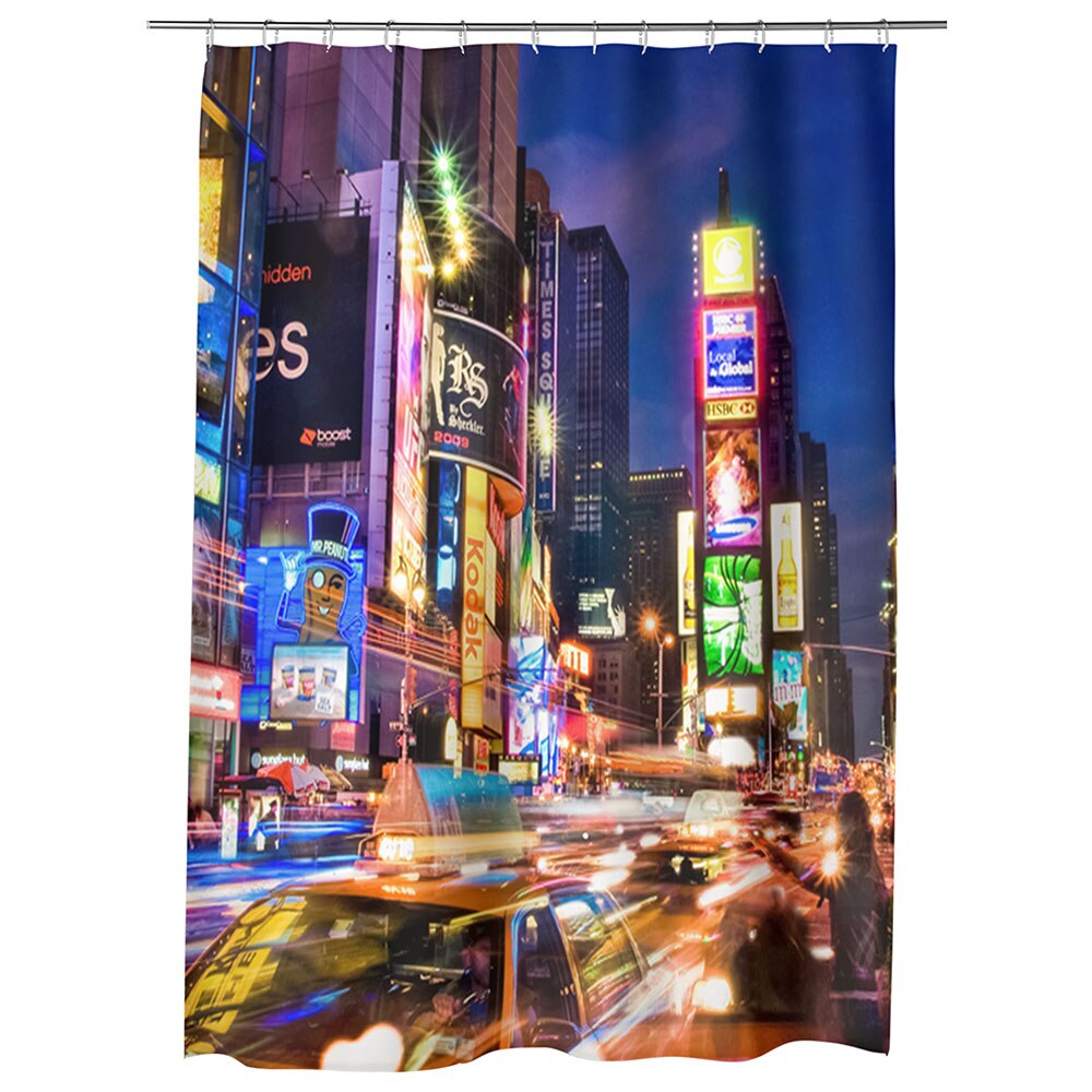 Perdea Dus, Cada, pentru Baie, Heartwork, Noaptea prin New york, Model Multicolor, Decoratiuni Baie, 150 x 200 cm