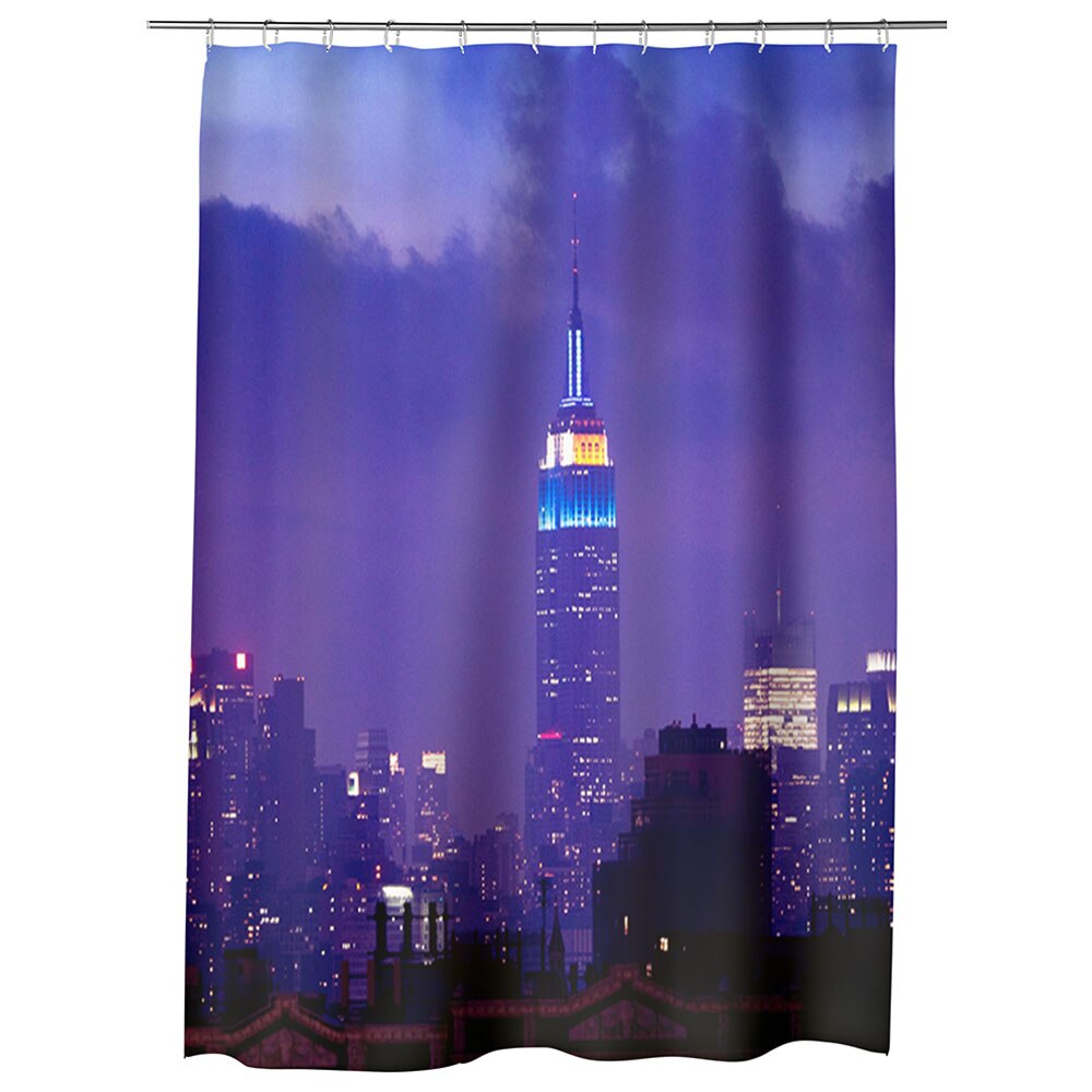 Perdea Dus, Cada, pentru Baie, Heartwork, Cladirea Empire State noaptea, Model Multicolor, Decoratiuni Baie, 150 x 200 cm