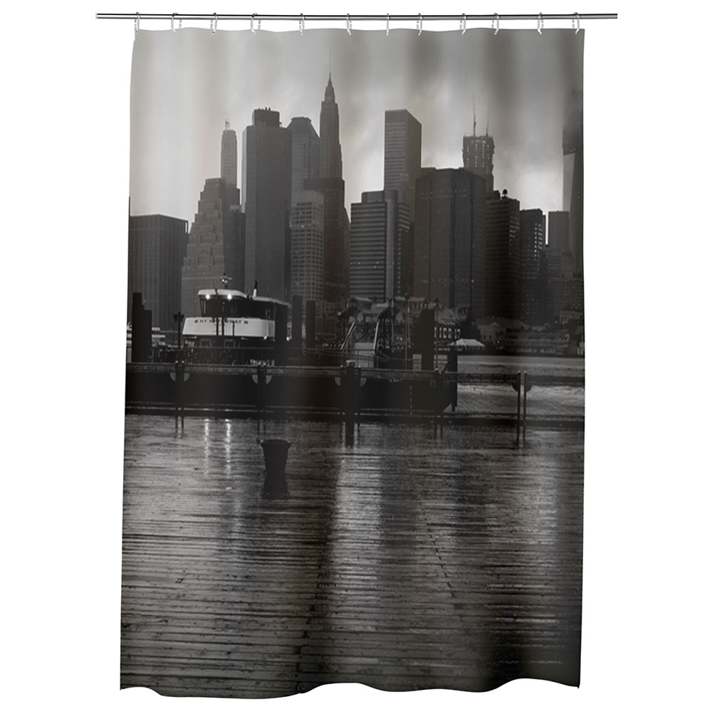 Perdea Dus, Cada, pentru Baie, Heartwork, New York pe apa, Model Multicolor, Decoratiuni Baie, 150 x 200 cm