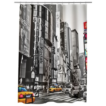 Perdea Dus, Cada, pentru Baie, Heartwork, Times Square NY, Model Multicolor, Decoratiuni Baie, 150 x 200 cm