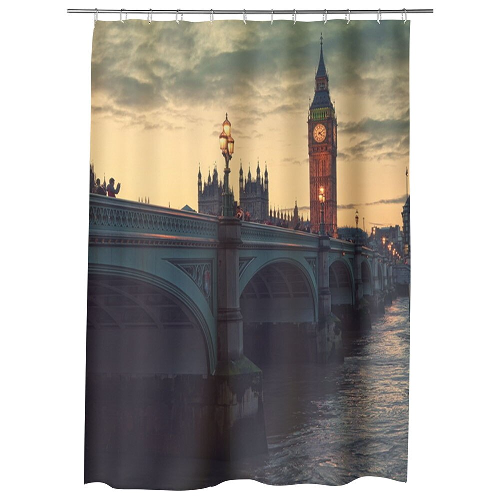 Perdea Dus, Cada, pentru Baie, Heartwork, Londra la Apus, Model Multicolor, Decoratiuni Baie, 150 x 200 cm