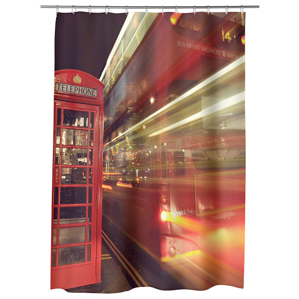 Perdea Dus, Cada, pentru Baie, Heartwork, Cabina telefonica in Londra, Model Multicolor, Decoratiuni Baie, 150 x 200 cm