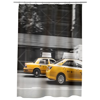 Perdea Dus, Cada, pentru Baie, Heartwork, Taxi in NY, Model Multicolor, Decoratiuni Baie, 150 x 200 cm