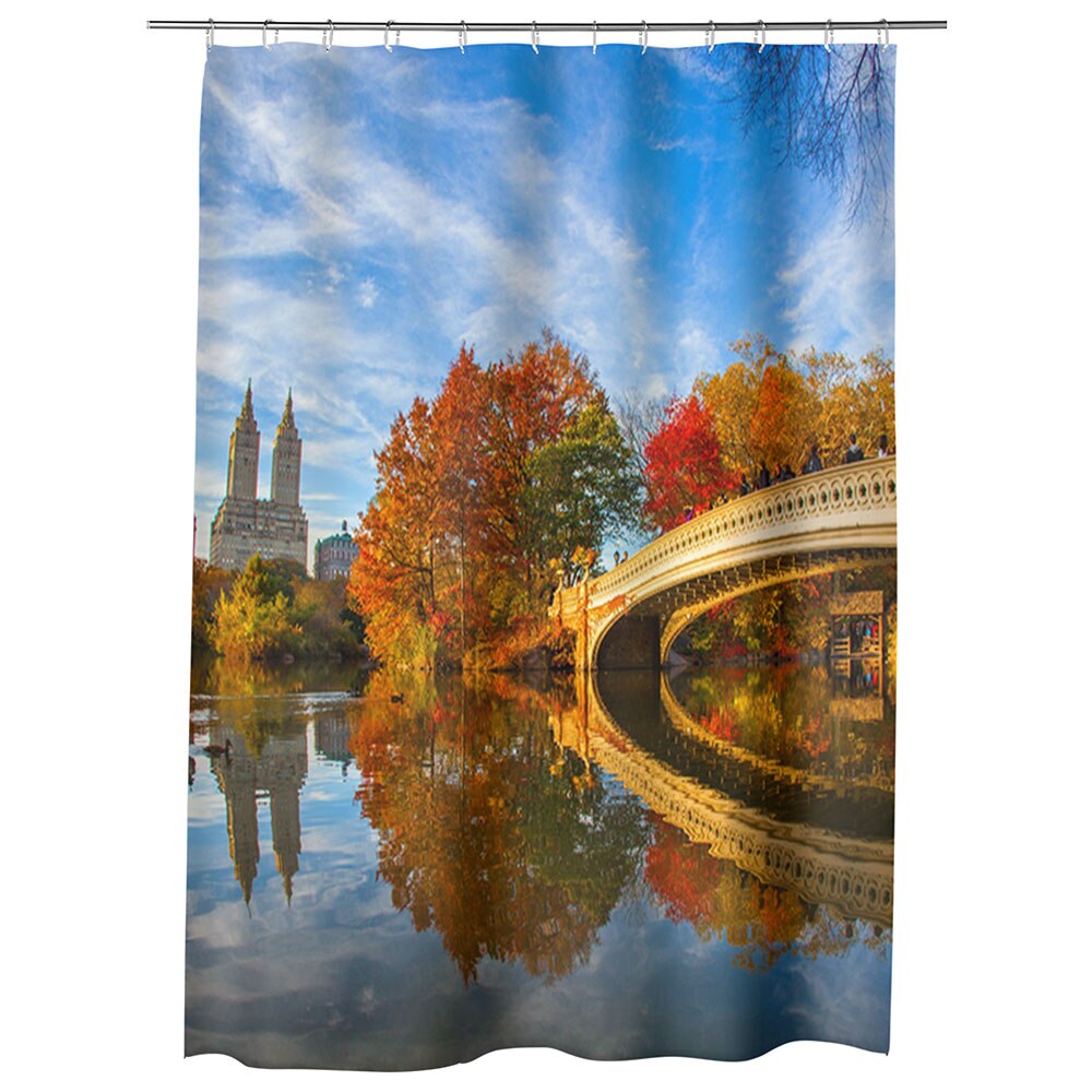 Perdea Dus, Cada, pentru Baie, Heartwork, Parcul Central in New York, Model Multicolor, Decoratiuni Baie, 150 x 200 cm