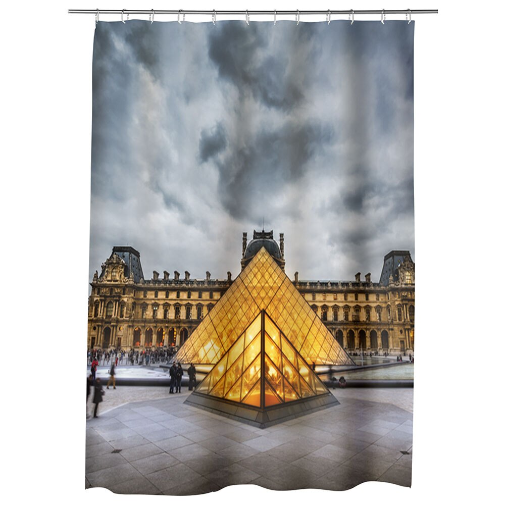 Perdea Dus, Cada, pentru Baie, Heartwork, Muzeul Louvre Paris Franta, Model Multicolor, Decoratiuni Baie, 150 x 200 cm