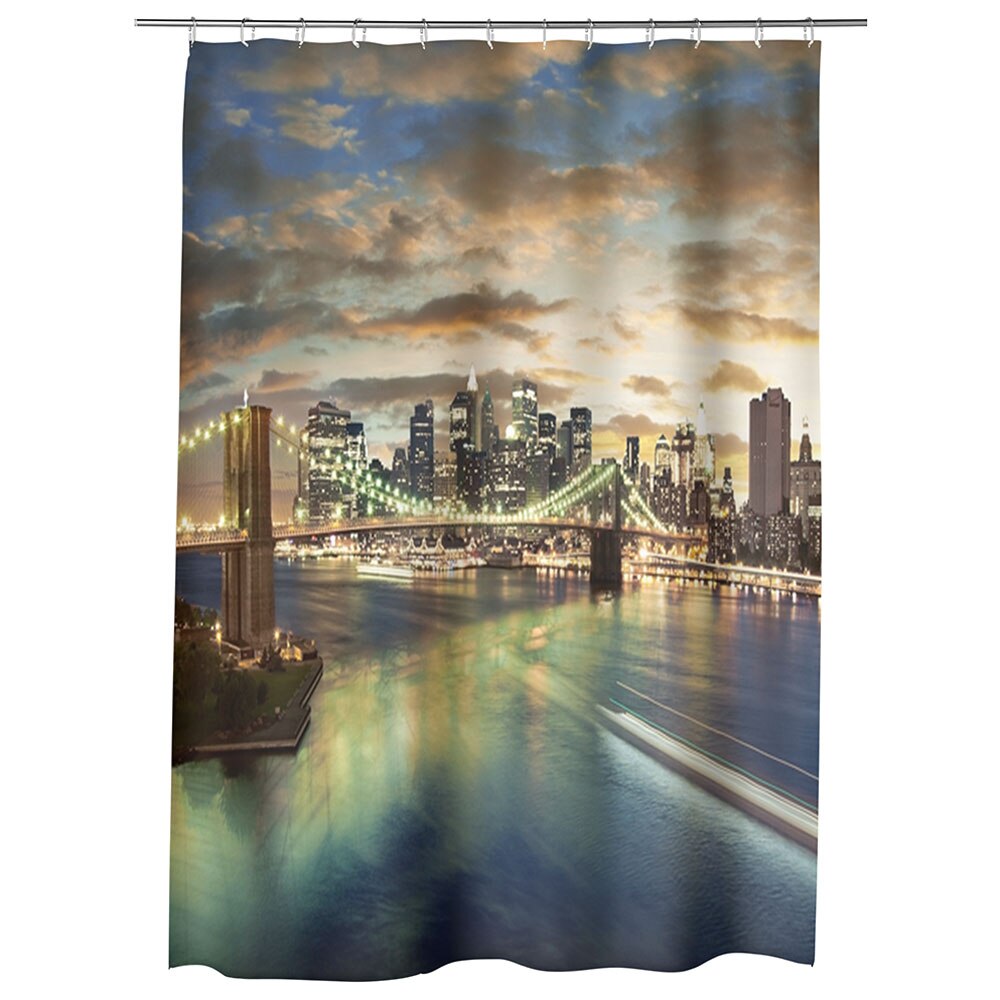 Perdea Dus, Cada, pentru Baie, Heartwork, Podul Brooklyn, Model Multicolor, Decoratiuni Baie, 150 x 200 cm