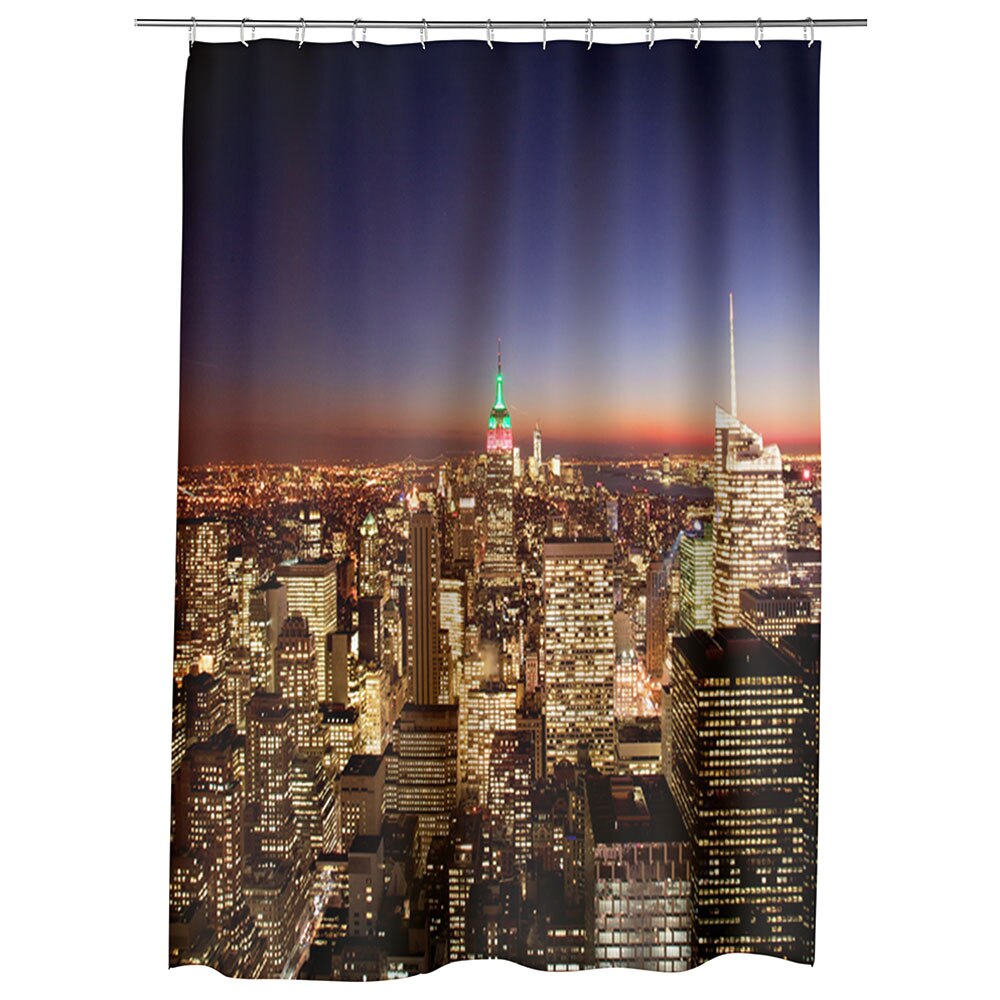 Perdea Dus, Cada, pentru Baie, Heartwork, Privind New York ul la apus, Model Multicolor, Decoratiuni Baie, 150 x 200 cm
