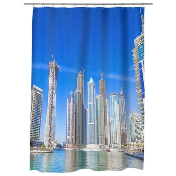 Perdea Dus, Cada, pentru Baie, Heartwork, Cladiri in Dubai, Model Multicolor, Decoratiuni Baie, 150 x 200 cm Perdea Dus, Cada, pentru Baie, Heartwork, Cladiri in Dubai, Model Multicolor, Decoratiuni Baie, 150 x 200 cm