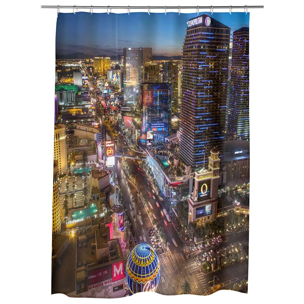 Perdea Dus, Cada, pentru Baie, Heartwork, Bulevard in Las Vegas, Model Multicolor, Decoratiuni Baie, 150 x 200 cm