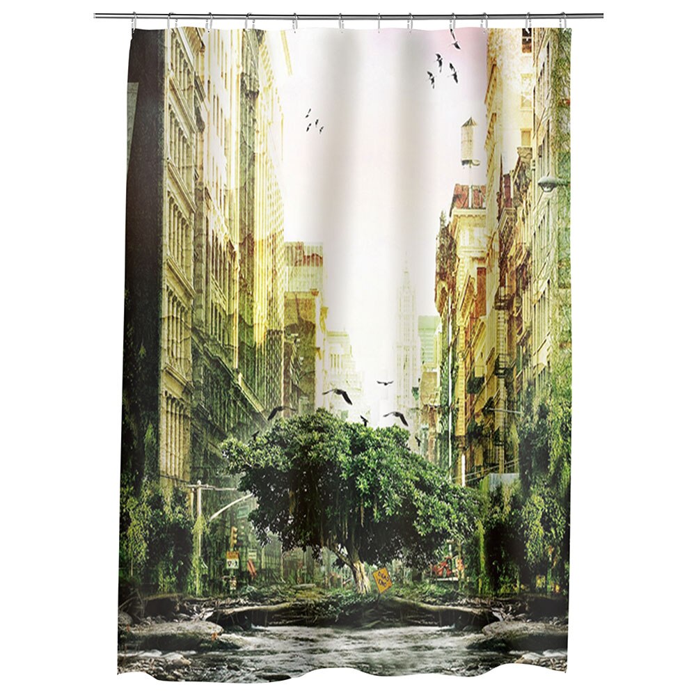 Perdea Dus, Cada, pentru Baie, Heartwork, Orasul pierdut, Model Multicolor, Decoratiuni Baie, 150 x 200 cm