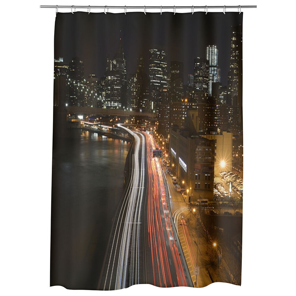 Perdea Dus, Cada, pentru Baie, Heartwork, Trafic in New york noaptea, Model Multicolor, Decoratiuni Baie, 150 x 200 cm