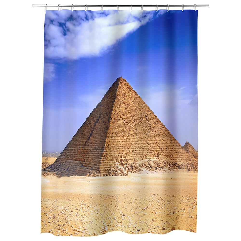 Perdea Dus, Cada, pentru Baie, Heartwork, Pidamida Egipt, Model Multicolor, Decoratiuni Baie, 150 x 200 cm