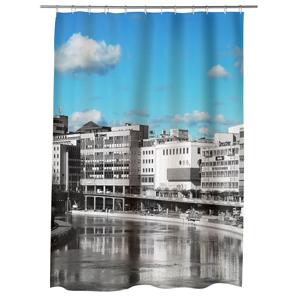Perdea Dus, Cada, pentru Baie, Heartwork, Oras, Model Multicolor, Decoratiuni Baie, 150 x 200 cm
