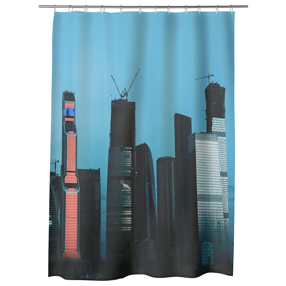 Perdea Dus, Cada, pentru Baie, Heartwork, Cladiri la Moscova, Model Multicolor, Decoratiuni Baie, 150 x 200 cm