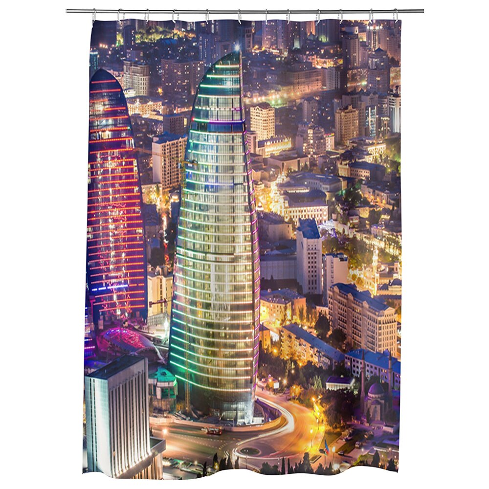 Perdea Dus, Cada, pentru Baie, Heartwork, Azerbaijan noaptea, Model Multicolor, Decoratiuni Baie, 150 x 200 cm