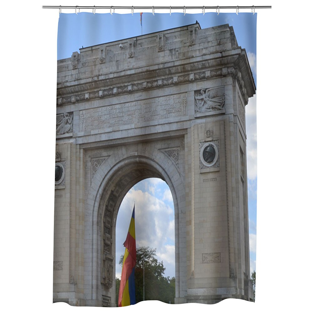 Perdea Dus, Cada, pentru Baie, Heartwork, Arcul de Triumf Bucuresti, Model Multicolor, Decoratiuni Baie, 150 x 200 cm