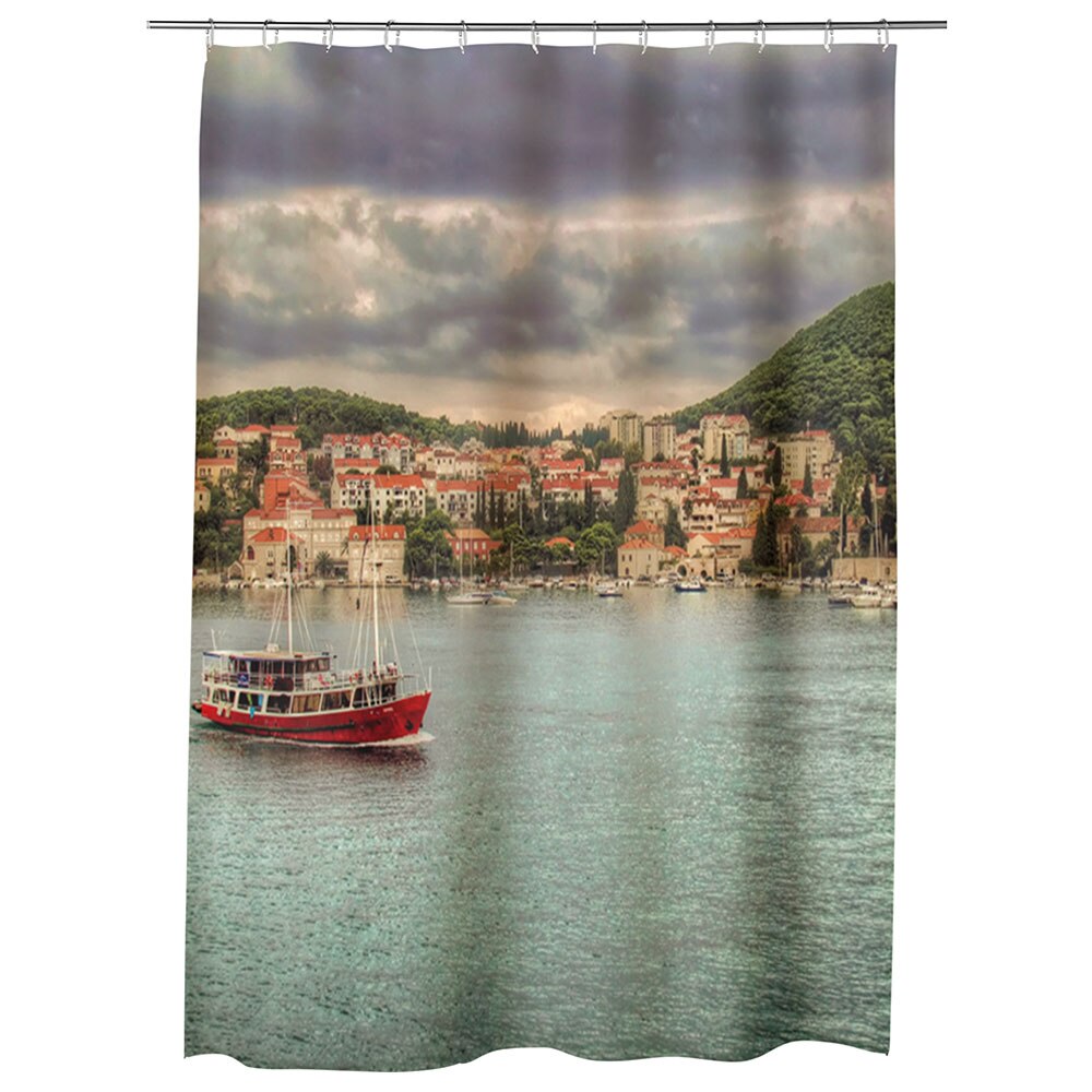 Perdea Dus, Cada, pentru Baie, Heartwork, Coasta Croatiei, Model Multicolor, Decoratiuni Baie, 150 x 200 cm