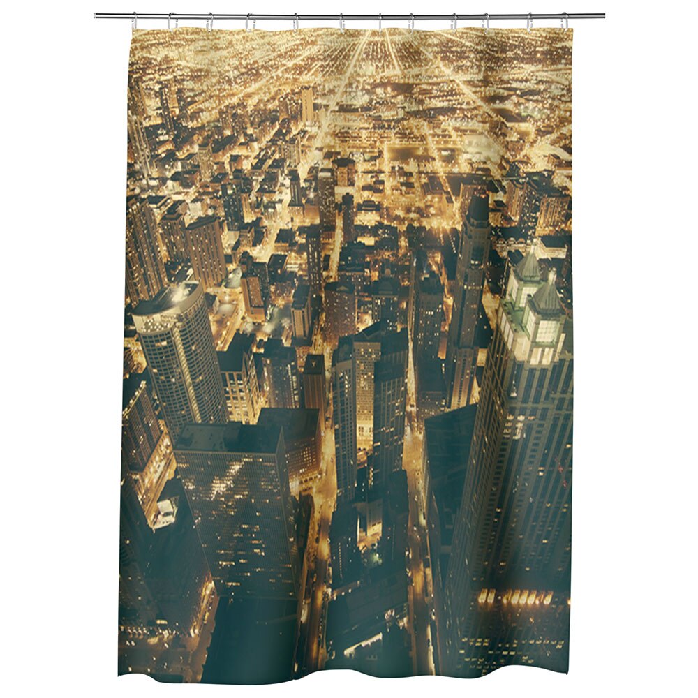 Perdea Dus, Cada, pentru Baie, Heartwork, Lumini in Chicago, Model Multicolor, Decoratiuni Baie, 150 x 200 cm