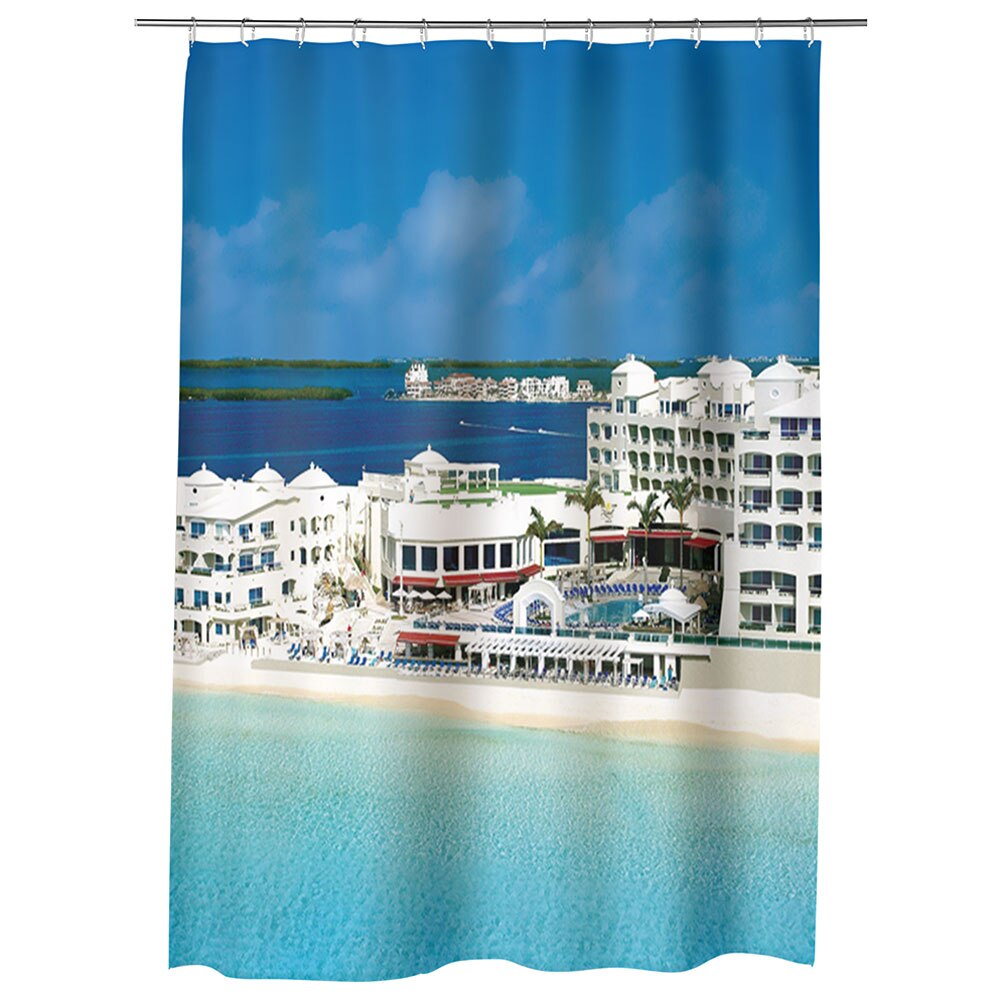 Perdea Dus, Cada, pentru Baie, Heartwork, Orasul Cancul in Mexic, Model Multicolor, Decoratiuni Baie, 150 x 200 cm