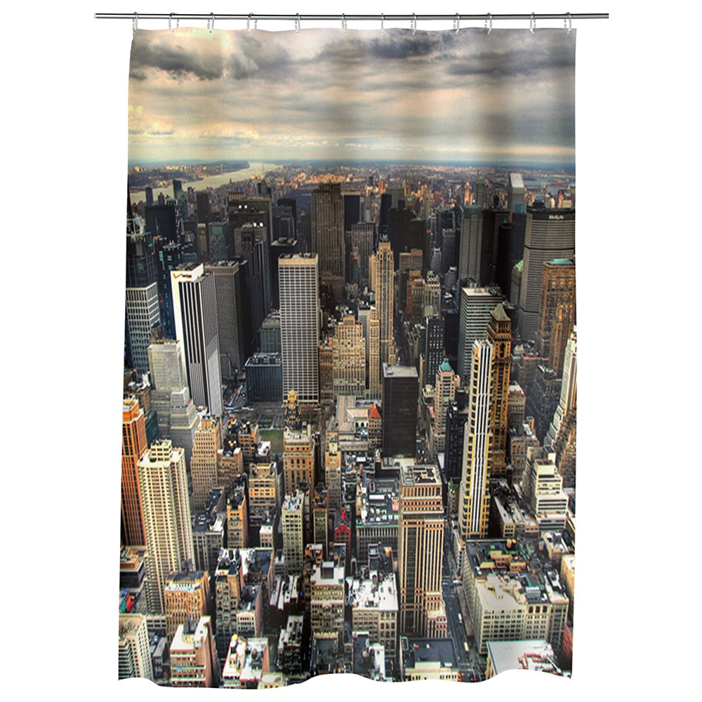 Perdea Dus, Cada, pentru Baie, Heartwork, Manhattan New York, Model Multicolor, Decoratiuni Baie, 150 x 200 cm