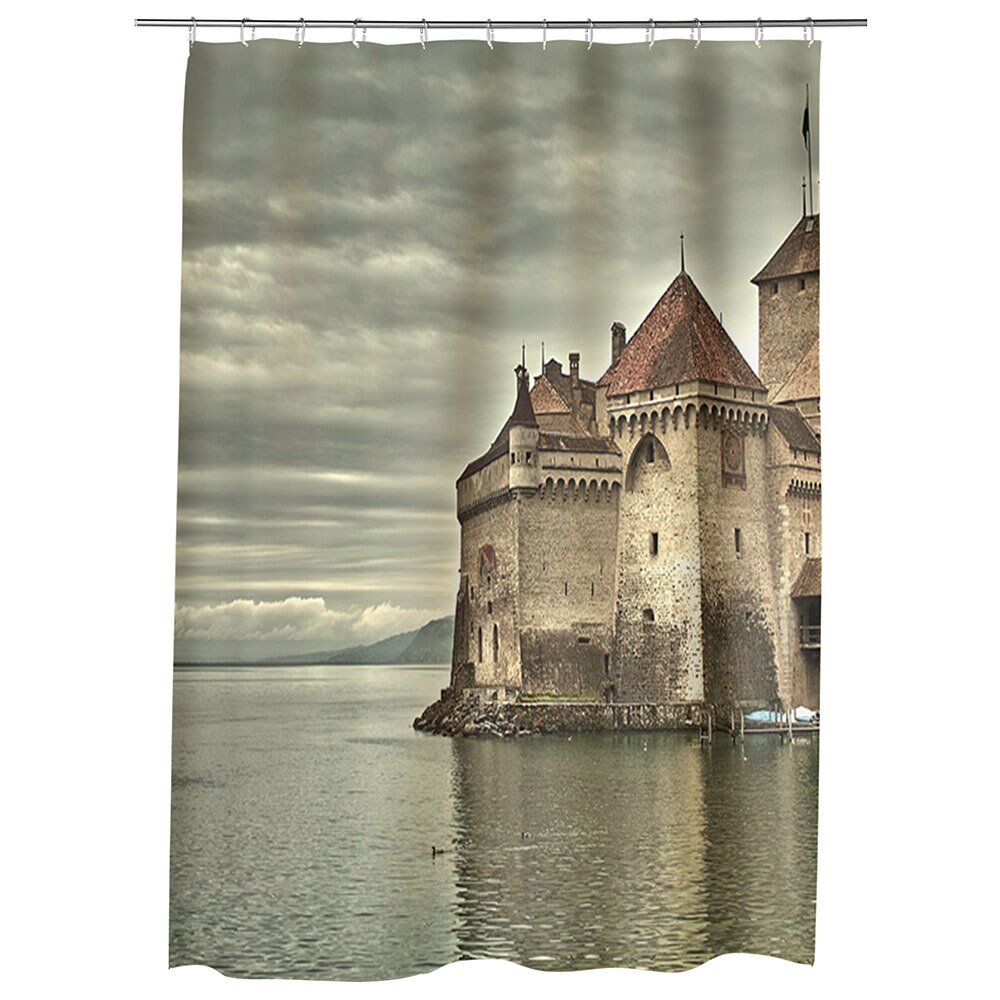 Perdea Dus, Cada, pentru Baie, Heartwork, Castel in Elvetia, Model Multicolor, Decoratiuni Baie, 150 x 200 cm