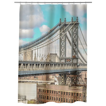 Perdea Dus, Cada, pentru Baie, Heartwork, Podul Manhattan, Model Multicolor, Decoratiuni Baie, 150 x 200 cm