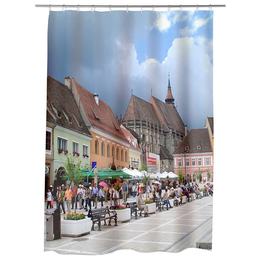 Perdea Dus, Cada, pentru Baie, Heartwork, Centrul Brasovului, Model Multicolor, Decoratiuni Baie, 150 x 200 cm