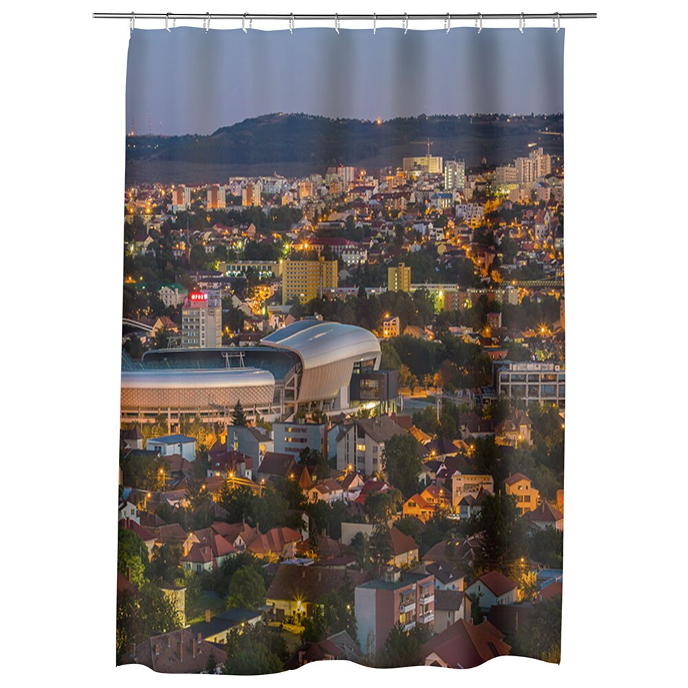 Perdea Dus, Cada, pentru Baie, Heartwork, Panorama a Clujului, Model Multicolor, Decoratiuni Baie, 150 x 200 cm